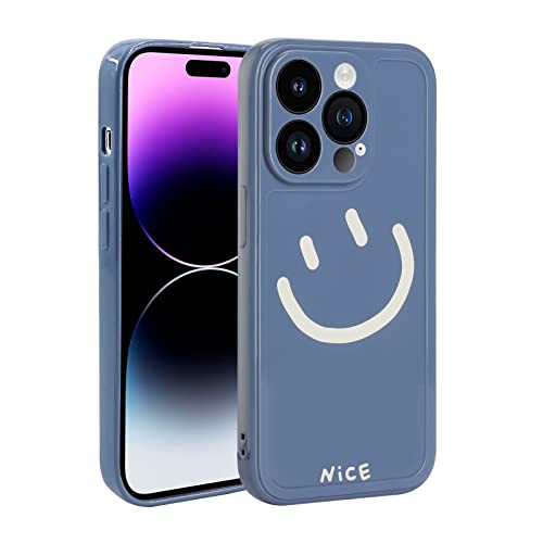 PNATEE Hülle für iPhone 14 Pro Max 2022 (6.7 Inch), TPU Handyhülle, Kratzfeste Stoßfeste Schutzhülle für iPhone 14 Pro Max, Blaues Smiley-Gesicht von PNATEE