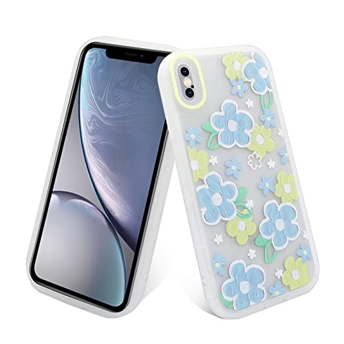 PNATEE Hülle für iPhone X/iPhone XS (5.8 inch), Gelbe Blume Transparent Matte TPU Back 3D Floral und Mädchen Frau Weich Bumper Schutzhülle für iPhone X/iPhone XS, Gelbe Blume von PNATEE