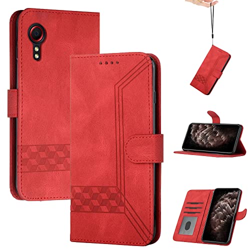 PNATEE Kompatibel mit Galaxy Xcover 5 Hülle, PU Leder Flip Wallet Handyhülle Brieftasche Tasche Case Stoßfeste Schutzhülle für Galaxy Xcover 5, Rot von PNATEE