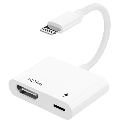 PNBLAECE HDMI-Adapter für iPhone auf TV, Lightning HDMI Adapter –Kein Strom Erforderlich, iPhone-auf-HDMI-Kabel,Sync-Bildschirmanschluss,Kompatibel,mit,Phone14/13/12/11/XR/XS/X/8/7/Pad von PNBLAECE