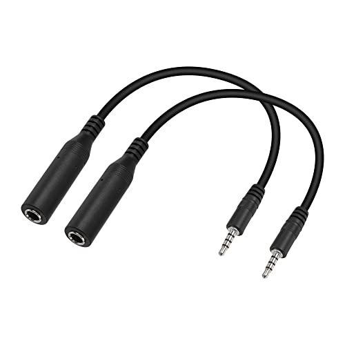 PNGKNYOCN 1/4" Mono auf 1/8" Stereo Kabel, 2 Pack 6.35mm Mono TS Female auf 3.5mm TRRS Male Stereo Audio Kurzkabel für Kopfhörer, Verstärker, Gitarre(0.3M) von PNGKNYOCN