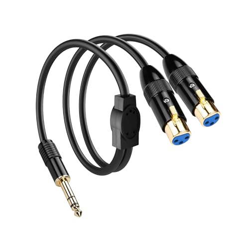 PNGKNYOCN 1/4 TRS auf Dual XLR Y-Splitter Kabel, 6,35mm (1/4 Zoll) TRS Stecker auf Dual XLR Buchse symmetrische Verbindung Stereo Audio Patch Kabel（0.5M/1.6FT） von PNGKNYOCN