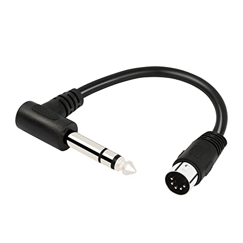 PNGKNYOCN 1/4 Zoll auf DIN 5-poliges Kabel 90 Grad 6,35 mm Stecker auf MIDI 5-poliger Stecker TRS-Stereo-Audiokabel für Lautsprecher, Verstärker, Mixer, MIDI-Keyboard usw. (20 cm) von PNGKNYOCN