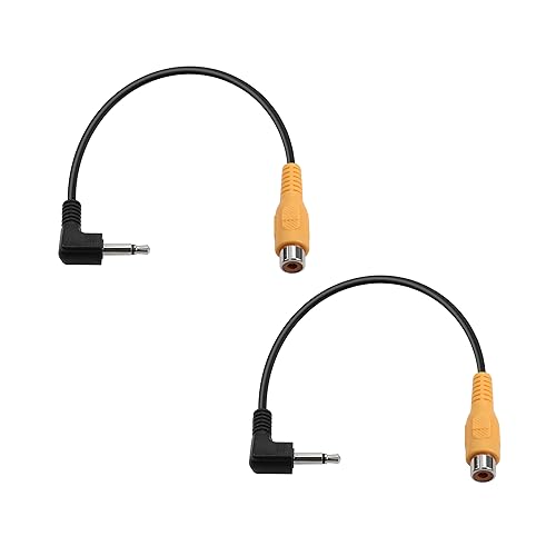 PNGKNYOCN 1/8 Zoll TS auf RCA kurzes Kabel, 2 Pack rechtwinkliger 3.5mm Mono Stecker auf RCA Buchse Audio Adapter für Lautsprecher, Subwoofer, Verstärker（20cm） von PNGKNYOCN