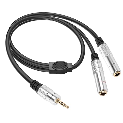 PNGKNYOCN 1/8" auf 1/4" Y Splitter Kabel, 3.5mm TRS Stecker auf Dual 6.35mm TRS Buchse Stereo-Audiokabel für Smartphone, Computer, Lautsprecher, Home Stereo Systeme（50cm） von PNGKNYOCN