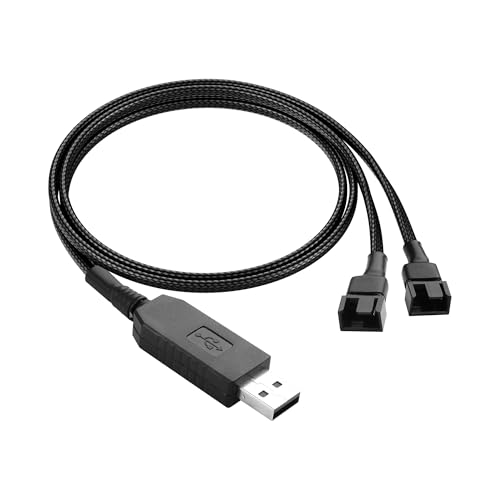PNGKNYOCN 12V USB auf 4PIN Lüfter Step-Up Kabel, USB Stecker auf Dual 3-Pin / 4-Pin Power Splitter Kabel PWM PC Lüfter geflochtene ummantelte Stromadapter（0.5M） von PNGKNYOCN