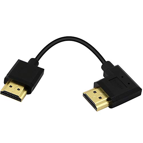 PNGKNYOCN 15cm HDMI Stecker auf Stecker kurzes Kabel 90 Grad Rechter Winkel HDMI 2.0 Adapter kabel, unterstützt 4K@60 Hz, für Raspberry Pi, Tablet, Kamera usw. (Black Right) von PNGKNYOCN