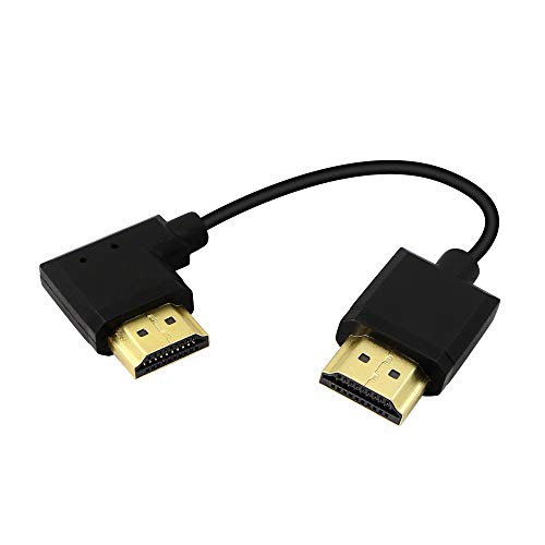 PNGKNYOCN 15cm HDMI-Stecker auf Stecker kurzes Kabel 90 Grad Rechter Winkel links HDMI 2.0 Adapter kabel, unterstützt 4K @ 60 Hz, für Raspberry Pi, Tablet, Kamera usw. (Black Left) von PNGKNYOCN