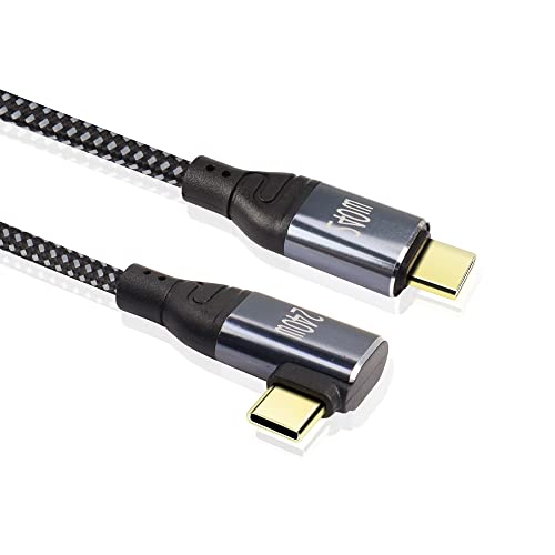 PNGKNYOCN 240W USB C auf USB C Kabel, 0.5M PD3.1 Typ C Stecker auf Stecker 5A Schnellladekabel, rechtwinklig geflochtenes Nylon Typ C Kabel mit Aufbewahrungsgürtel (Side Bend 0.5M) von PNGKNYOCN