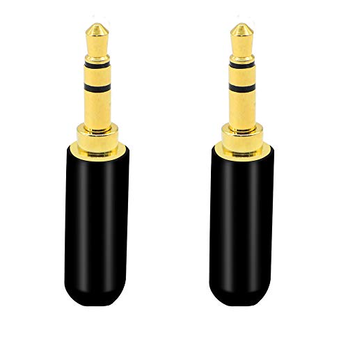 PNGKNYOCN 3,5 mm Audio-Lötstecker, 3,5 mm 3-polig, vergoldet, DIY-Audiokabel, Ersatz-Terminal-Stecker, unterstützt Mikrofon, für Reparatur und Ersetzen von DIY-Stereo-Kopfhörern (2er-Pack) von PNGKNYOCN