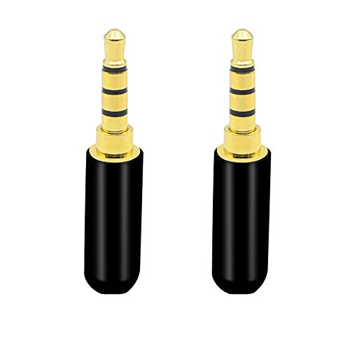 PNGKNYOCN 3,5 mm Audio-Lötstecker 3,5 mm 4-polig vergoldet, DIY-Audiokabel, Ersatz-Terminal-Stecker, unterstützt Mikrofon für Reparatur und Ersetzen von DIY-Stereo-Kopfhörern (2-Pack) von PNGKNYOCN