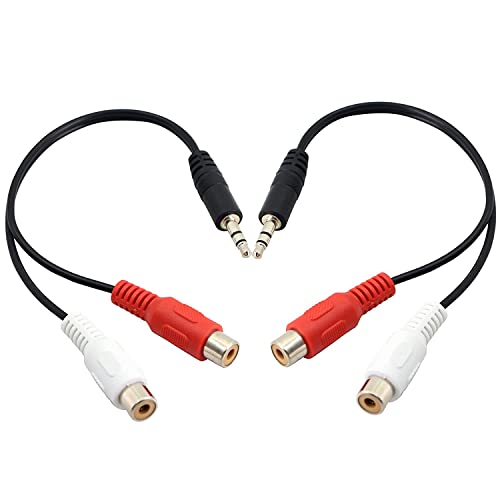 PNGKNYOCN 3,5 mm auf 2 Cinch-Audiokabel, 2 Stück, 1/8 Mini-Stecker auf 2 Cinch-Buchsen, Stereo-Audio-Y-Adapterkabel für Smartphones, Tablets, Heimkino (20 cm) von PNGKNYOCN