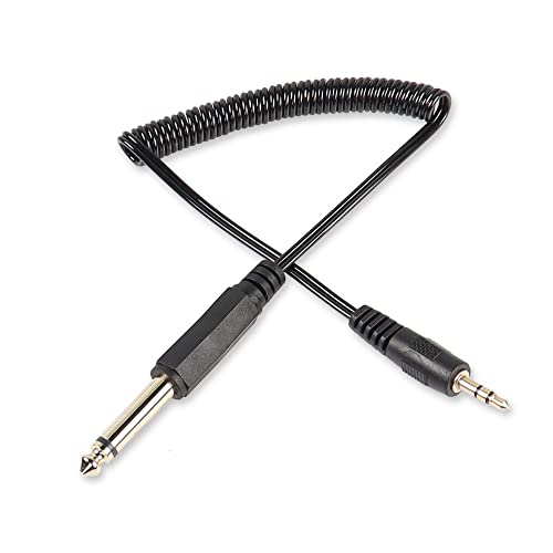 PNGKNYOCN 3.5mm TRS zu 1/4 Zoll TS Kabel, 6.35mm (1/4 Zoll) Mono zu 3.5mm (1/8 Zoll) TRS Stereo Verbindung Audio Coiled Kabel für Kopfhörer, Amp etc. (3.5mm TRS Male) von PNGKNYOCN