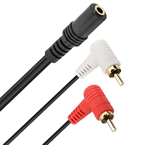 PNGKNYOCN 3.5mm zu 2RCA Stereo Audio Y Kabel, 90 Grad RCA Stecker zu 1/8 Zoll weibliche Audio Kabel für TV, Smartphones, Tablets, Lautsprecher, Home Theate und mehr(1.5M) von PNGKNYOCN