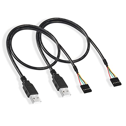 PNGKNYOCN 5-poliges Motherboard auf USB-Adapterkabel, 2 Stück USB 2.0 Typ A Stecker auf Dupont 5-polige Buchse Motherboardkabel (50 cm) von PNGKNYOCN