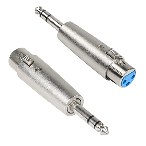 PNGKNYOCN 6,35 mm TRS-Stecker auf XLR-Buchse, Stereo-symmetrischer Audioanschluss für Mixer, Lautsprecher, Mikrofon und mehr (2er-Pack) von PNGKNYOCN