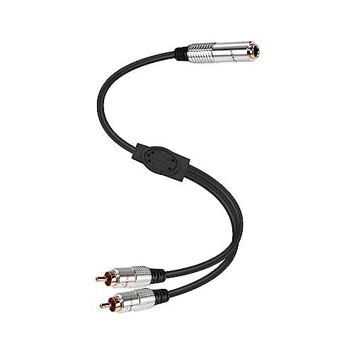 PNGKNYOCN 6,35mm auf 2RCA Audiokabel, 1/4" TRS Buchse auf Dual RCA Stecker Y Splitter Adapterkabel für Gitarren, Lautsprecher, Heimstereoanlagen（50cm） von PNGKNYOCN