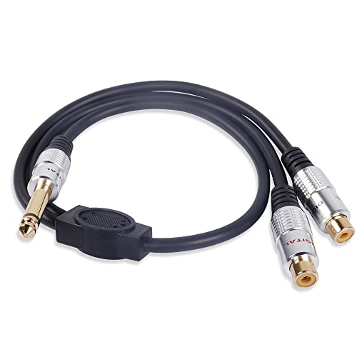 PNGKNYOCN 6.35mm zu 2RCA Kabel, 1/4 Zoll Mono Stecker zu 2 RCA Buchse Y Splitter Audio Kabel für Verstärker, Lautsprecher, Aufzeichnungsgeräte und mehr(50cm) von PNGKNYOCN
