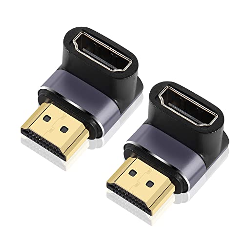 PNGKNYOCN 8K HDMI 90 Grad Adapter, 2 Stück rechtwinkliger HDMI 2.1 Stecker auf Buchse, unterstützt 8K @ 60Hz/4K @ 120Hz HDR, für HDTV, Projektor, Laptop (90 Grad) von PNGKNYOCN