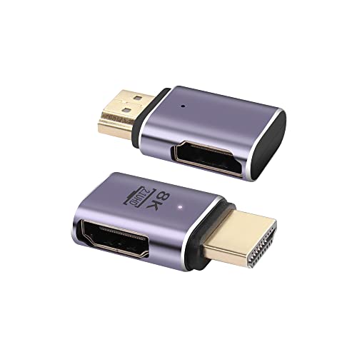 PNGKNYOCN 8K HDMI Adapter, 2 Pack 48Gbps 2.1 HDMI-Stecker auf HDMI-Buchse Verlängerungsadapter für linken Winkel Unterstützung 8K@60Hz, 4K@120Hz, HDR, eARC (Left Bend) von PNGKNYOCN