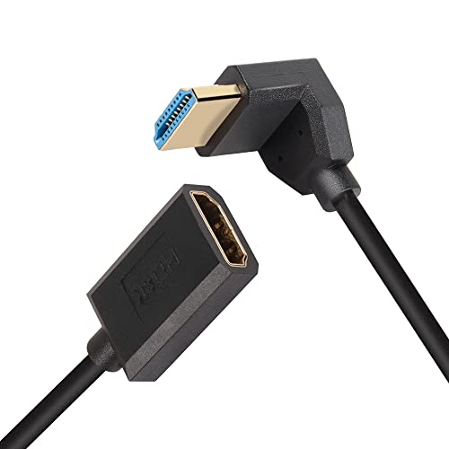 PNGKNYOCN 8K HDMI kurzes Kabel, 0,3 m, 90 Grad Ultra High Speed Upward Bend HDMI 2.1 Stecker auf Buchse, Verlängerungskabel, unterstützt 8K @ 60Hz, dynamisches HDR, HDCP 2.2 & 2.3, eARC (Up Bend) von PNGKNYOCN