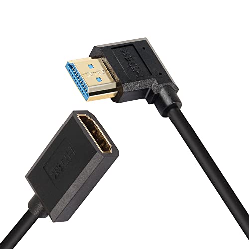 PNGKNYOCN 8K HDMI kurzes Kabel, 0.3M/1FT 90 Grad Ultra High Speed links gebogen HDMI 2.1 Stecker auf Buchse, Verlängerungskabel, unterstützt 8K @ 60Hz, dynamisches HDR, HDCP eARC (links gebogen) von PNGKNYOCN