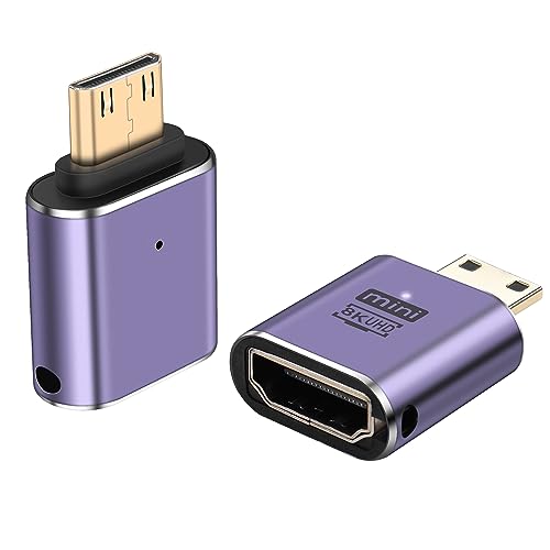 PNGKNYOCN 8K Mini HDMI zu HDMI Adapter, 48Gbps 2.1 Version Mini HDMI Stecker zu HDMI Buchse Konverter Adapter Unterstützung 8K@60Hz, 4K@120Hz, HDR, eARC für HDTV,Laptop,Tablet,Kamera（2-Pack） von PNGKNYOCN