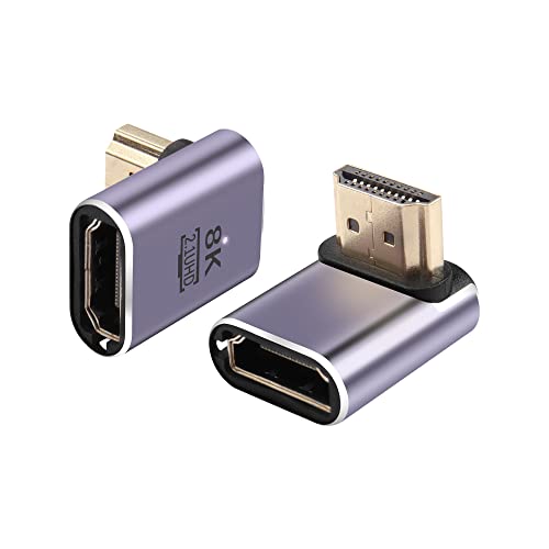 PNGKNYOCN 90 Grad HDMI Adapter 8K, 2 Pack rechtwinklige 48Gbps HDMI 2.1 Stecker zu Buchse Extender Adapter Unterstützung 8K@60Hz, 4K@120Hz, HDR, eARC (Down Bend) von PNGKNYOCN