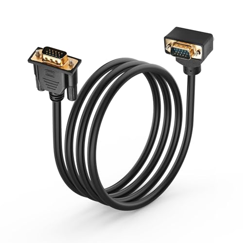 PNGKNYOCN 90 Grad VGA Kabel, 1.5M 1080P Full HD rechtwinklig nach oben gebogenes VGA Stecker auf geraden Stecker Monitor Video Adapter Kabel für Computer Monitor Projektor und mehr (1.5M) von PNGKNYOCN