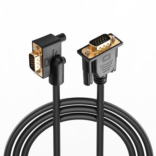 PNGKNYOCN 90 Grad VGA RGB Kabel, 1.5M 1080P Full HD Linker Winkel VGA Stecker zu VGA Stecker Monitor Kabel für Computer Monitor Projektor und mehr (1.5M) von PNGKNYOCN