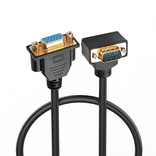 PNGKNYOCN 90 Grad VGA-Verlängerungskabel, 1080P Full HD rechtwinklig nach oben gebogenes VGA-Stecker-Buchse-Video-Adapterkabel für Computermonitor, Projektor etc（0.5M） von PNGKNYOCN