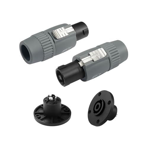 PNGKNYOCN Audio-Lautsprecher-Stecker-Kit, Drehverschluss NL4FC Speakon Kabelmontage Rundstecker für Audio-Adapter-Verstärker, Mixer（2 Paare） von PNGKNYOCN