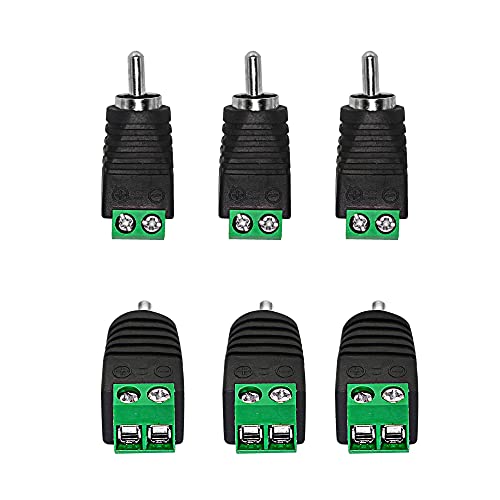 PNGKNYOCN Cinch-Kabel-Audio-Adapter, Phono-Cinch-Stecker auf AV-Schraubklemme, Audio/Video-Lautsprecherkabel-Stecker, lötfreier Adapter (6er-Pack) von PNGKNYOCN