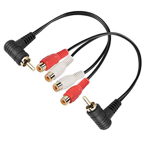 PNGKNYOCN Cinch-Y-Splitter-Kabel, 2 Stück, 90 Grad Cinch, 1 Stecker auf 2 Buchsen, Stereo-Audio-Adapterkabel, RCA auf 2 Cinch-Verlängerungskabel (25 cm) von PNGKNYOCN