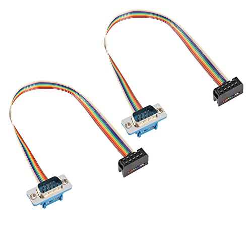 PNGKNYOCN DB9 auf 10-poliges IDC-Seriell-Kabel, RS232-Stecker auf IDC, 10-polig (2 x 5) Buchse, HeaderRibbon Connector Adapter Flach-Regenbogen-Kabel (0,3 m) von PNGKNYOCN