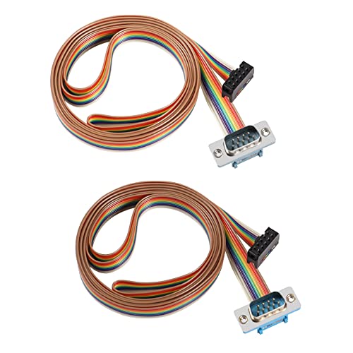 PNGKNYOCN DB9 auf 10-poliges IDC-Seriell-Kabel, RS232-Stecker auf IDC, 10-polig (2 x 5) Buchse, HeaderRibbon Connector Adapter Flach-Regenbogen-Kabel (1,8 m) von PNGKNYOCN
