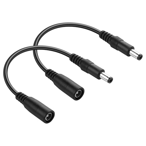 PNGKNYOCN DC Power Verlängerungskabel, 2 Pack DC 5,5mm x 2,5mm Stecker auf DC 5,5mm x 2,1mm Stecker Buchse kurzes Kabel für LED Streifen, Monitor, Kamera（15cm） von PNGKNYOCN