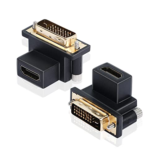PNGKNYOCN DVI-auf-HDMI-Adapter, rechtwinklig, 270 Grad, DVI-D-Stecker auf HDMI-Buchse, vergoldeter Stecker für PS4, HDTV, Projektor, Grafikkarte (Black up) von PNGKNYOCN