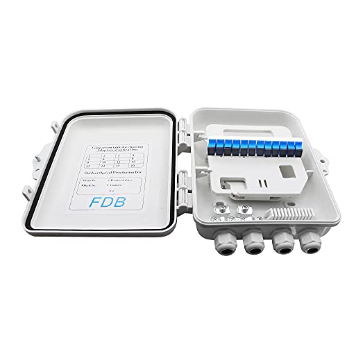 PNGKNYOCN FTTH Faserverteiler-Box, 12 Kerne, Polypropylen, wasserdicht, enthält 1 x FTTH-Glasfaser-Verteilerbox, 12 SC-Core-Glasfaserverbinder, Montagezubehör PNGKNYOCN FTTH Faserverteiler-Box, 12 Kerne, Polypropylen, wasserdicht, enthält 1 x FTTH-Glasfaser-Verteilerbox, 12 SC-Core-Glasfaserverbinder, Montagezubehör von PNGKNYOCN