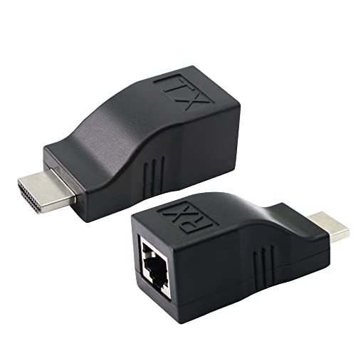 PNGKNYOCN HDMI zu RJ45 Adapter, HDMI zu RJ45 Ethernet Netzwerksignal Extender Sender und Empfänger Adapter auf Cat 5e / 6 1080p, bis zu 30 m, für HDTV PS4 STB 4K 2K von PNGKNYOCN