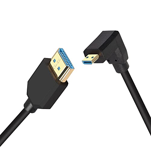 PNGKNYOCN Kurzes 8K Micro-HDMI-auf-HDMI-Kabel, 0,3 m, rechtwinklig, ultra-hohe Geschwindigkeit, 48 Gbit/s, Micro-HDMI-Stecker auf HDMI-Stecker, unterstützt 8 K @ 60 Hz, 4 K @ 120 Hz (Down/0,3 m) von PNGKNYOCN