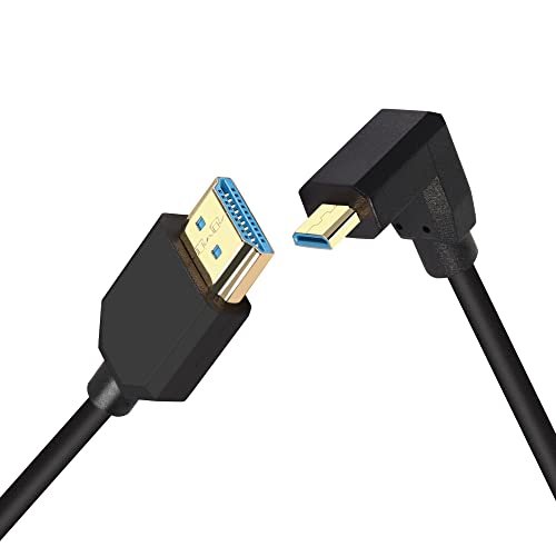 PNGKNYOCN Kurzes 8K Micro-HDMI-auf-HDMI-Kabel, 0,3 m, rechtwinklig, ultra-hohe Geschwindigkeit, 48 Gbit/s, Micro-HDMI-Stecker auf HDMI-Stecker, unterstützt 8 K @ 60 Hz, 4 K @ 120 Hz (UP/0,3 m) von PNGKNYOCN