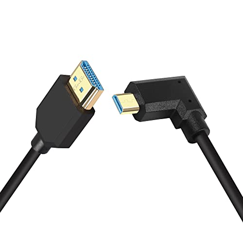 PNGKNYOCN Kurzes 8K Micro-HDMI-auf-HDMI-Kabel, 0,3 m, rechtwinklig, ultra-hohe Geschwindigkeit, 48 Gbit/s, Micro-HDMI-Stecker auf HDMI-Stecker, unterstützt 8 K @ 60 Hz, 4 K @ 120 Hz (links/0,3 m) von PNGKNYOCN