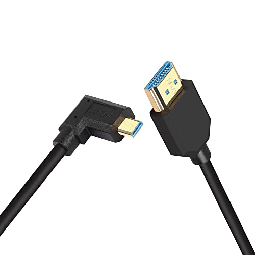 PNGKNYOCN Kurzes 8K Micro-HDMI-auf-HDMI-Kabel, 0,3 m, rechtwinklig, ultra-hohe Geschwindigkeit, 48 Gbit/s, Micro-HDMI-Stecker auf HDMI-Stecker, unterstützt 8 K @ 60 Hz, 4 K @ 120 Hz (rechts/0,3 m) von PNGKNYOCN