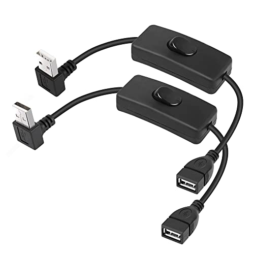 PNGKNYOCN Kurzes USB-Kabel mit An-/Aus-Schalter, 2 Stück 30 Grad nach oben und unten Winkel, verbesserter USB-A 2.0-Stecker auf Buchse, Datennetzschalterkabel (nach oben und unten, 0,3 m) von PNGKNYOCN