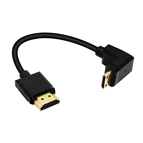 PNGKNYOCN Mini HDMI auf HDMI Kabel 15cm 90 Grad High-Speed 4K Mini HDMI Stecker auf HDMI Stecker Kurzes Kabel Unterstützt Ethernet, 3D, Audio Return (Black down) von PNGKNYOCN