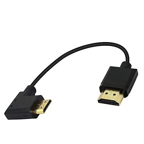 PNGKNYOCN Mini HDMI auf HDMI Kabel 15cm 90 Grad High-Speed 4K Mini HDMI Stecker auf HDMI Stecker Kurzes Kabel Unterstützt Ethernet, 3D, Audio Return (black left) von PNGKNYOCN