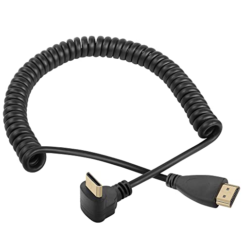 PNGKNYOCN Mini-HDMI-auf-HDMI-Spira-Kabel, 90 Grad nach oben, Mini-HDMI-Stecker auf HDMI-Stecker, Adapter, Spiralkabel, unterstützt 3D 1080P (nach oben gebogen) von PNGKNYOCN