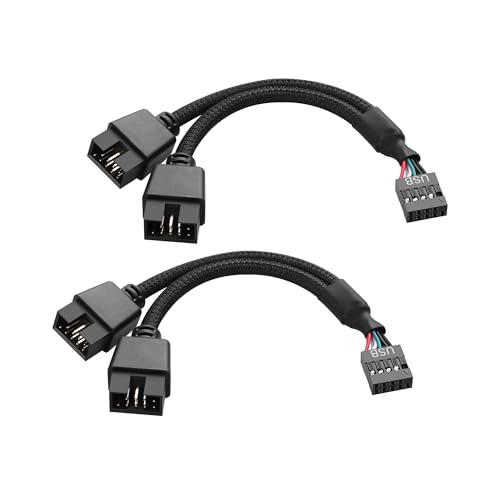 PNGKNYOCN Motherboard 9pin USB2.0 zu Dual 9pin Splitter Kabel,2PCS USB 2.0 9Pin Female zu Dual 9-Pin Male Nylon geflochtenes Verlängerungskabel für Computer Internes Motherboard（15cm） von PNGKNYOCN