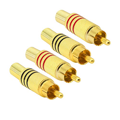 PNGKNYOCN RCA Audio Stecker, AV Stereo vergoldet Stecker,mit Feder, Koaxial-Audios Lötfrei Adapter für Übertragung zwischen Audio-Geräteschnittstellen（4-pack） von PNGKNYOCN